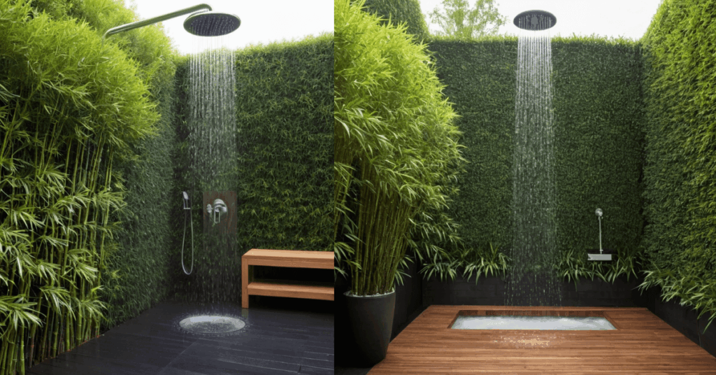 Outdoor Shower Privacy Ideas Using Natural Green Screens