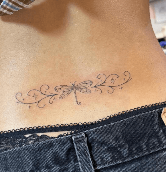 12. Dragonfly Tramp Stamp Tattoo