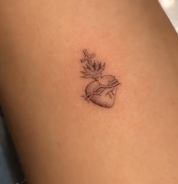 27. Simple Or Sacred Heart Tattoo