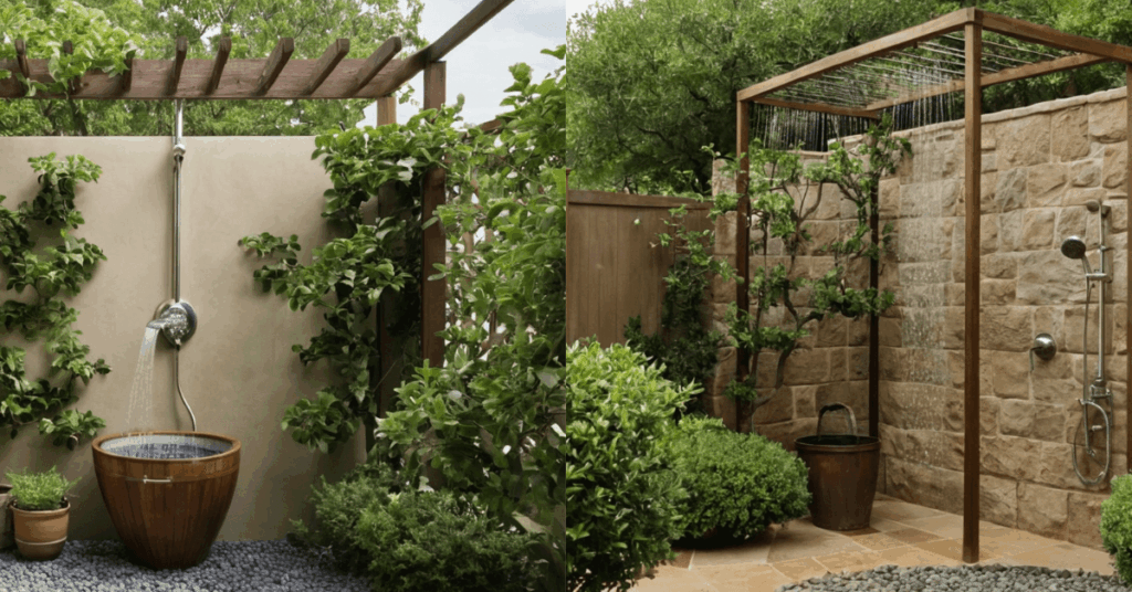 5. Espaliered Trees for Narrow Spaces as an Outdoor Shower Privacy Ideas Using Natural Green Screens