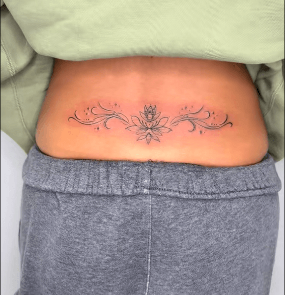 5. Lotus Flower Tramp Stamp Tattoo