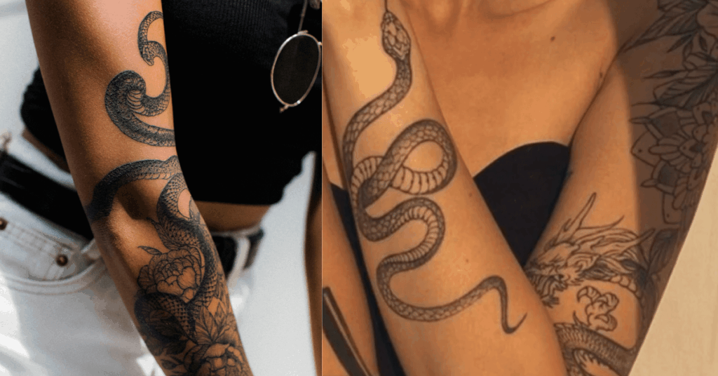 7. Snake Wrapped Around the Arm for a woman arm tat