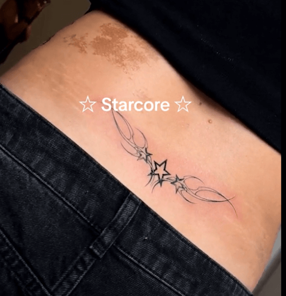 Stars and Shooting Stars as a Tramp Stamp Tattoo design
