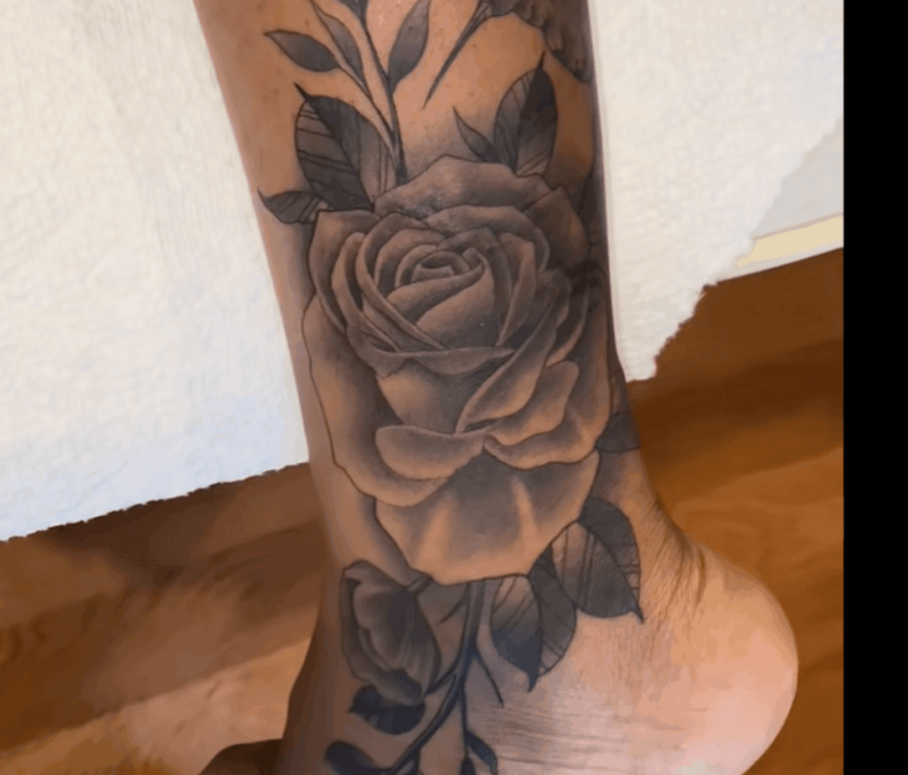 Peony Tattoo on the ankle