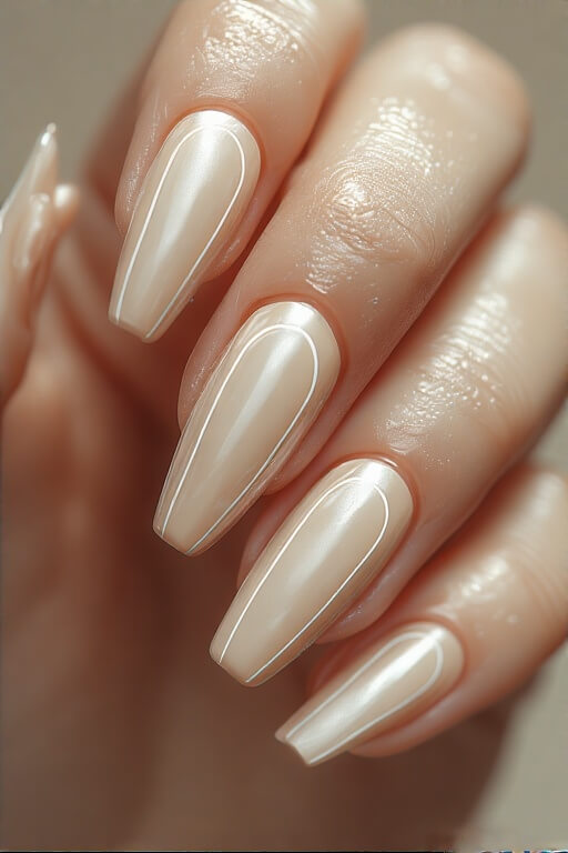 1. Classic Nude Coffin shaped Nails