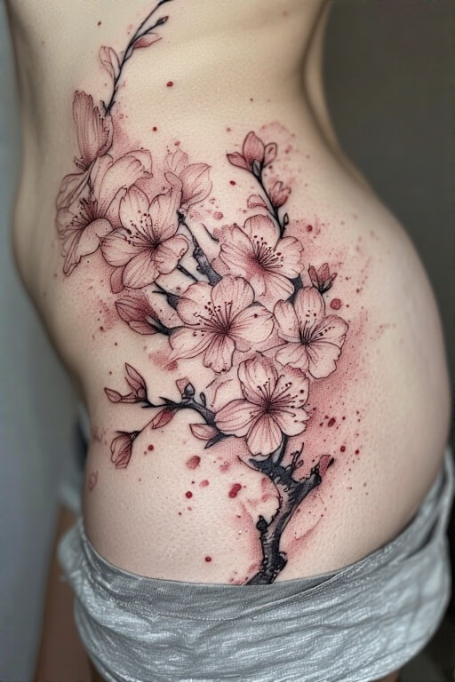 Floral tattoos as one of the Female Tattoos on Hip
