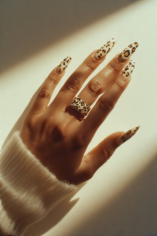 13. Animal Print Coffin Nails