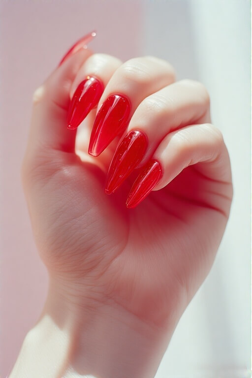 14. Transparent or Jelly Coffin Nails