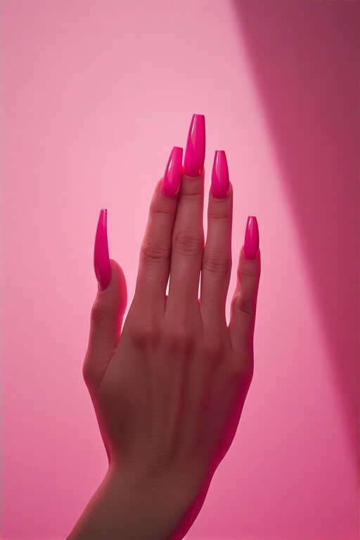 16. Barbiecore Pink Coffin Nails