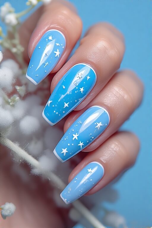3. French Tip Coffin Nails with a Twist