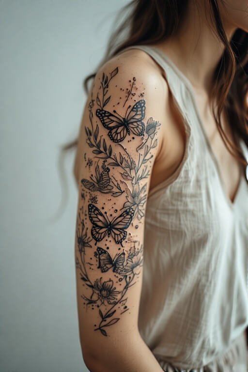 4. Butterflies and Flowers Sleeve