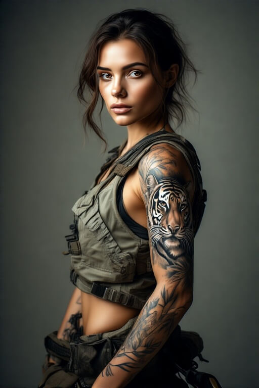 5. Tiger in the Jungle Scene half sleeve tattoos