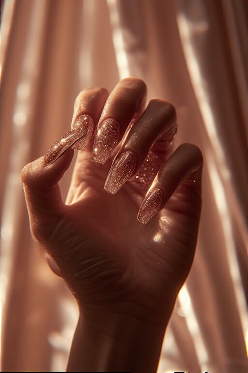 7. Glitter Ombré Coffin Nails