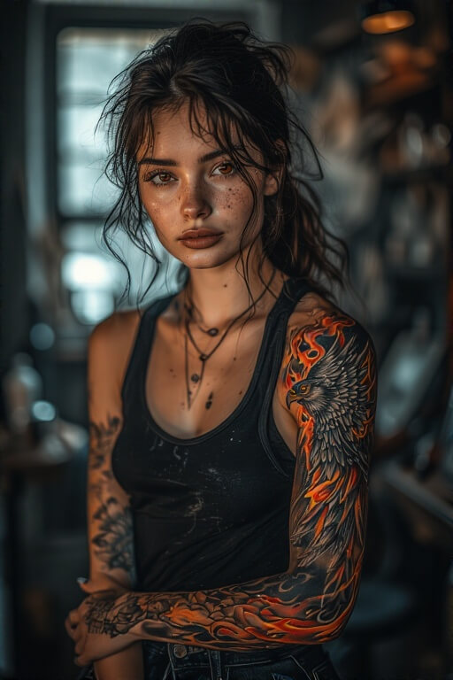 7. Phoenix Rising Half Sleeve tattoos