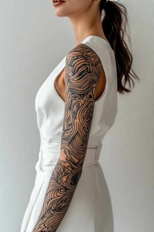 9. Minimal Abstract Line Art Sleeve