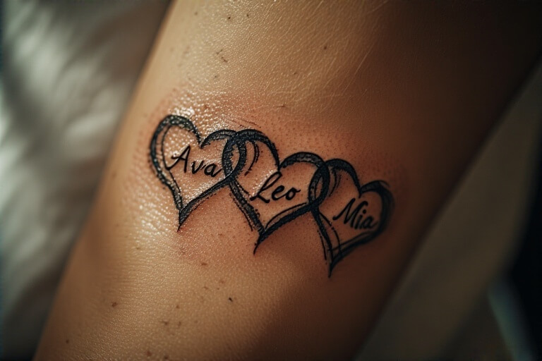 Interlinked Hearts with Names
