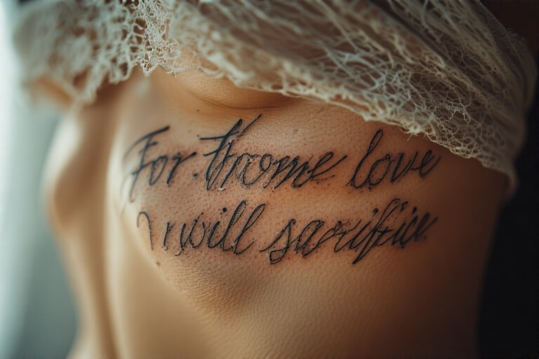 17. Quote Tattoo: “For those I love, I will sacrifice”
