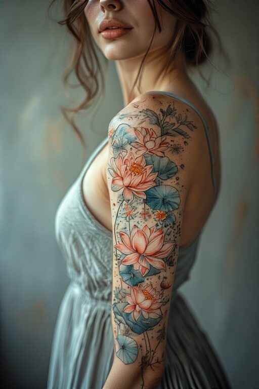 7. Lotus & Water Lily Sleeve
