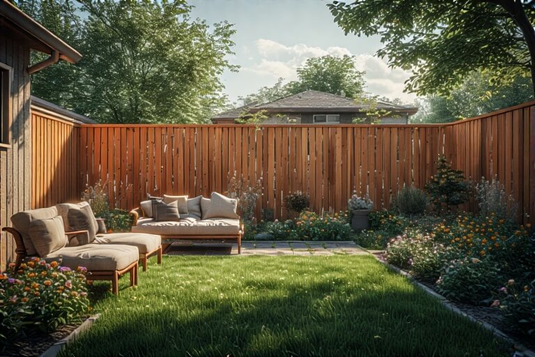 1. Classic Wooden Slat Fence