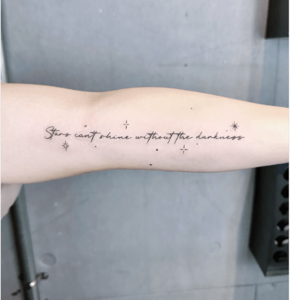 Stars can’t shine without darkness quote tattoo with deep meaning