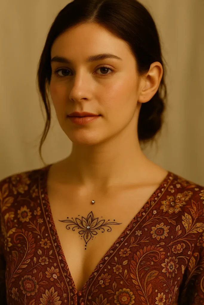 10. Sternum Piercing + Ornamental Design