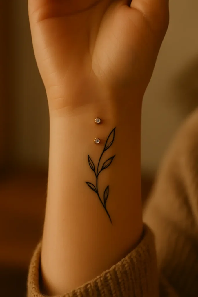 15. Micro Piercings + Inner Wrist tattoo