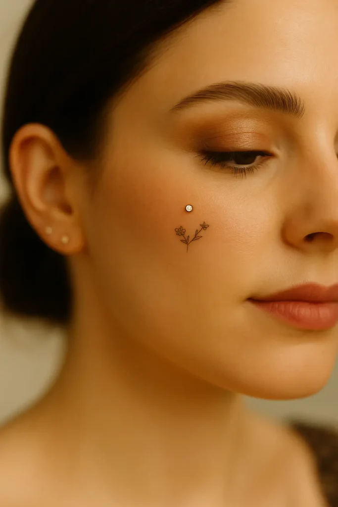 18. Cheek Dermals + Floral Tattoo