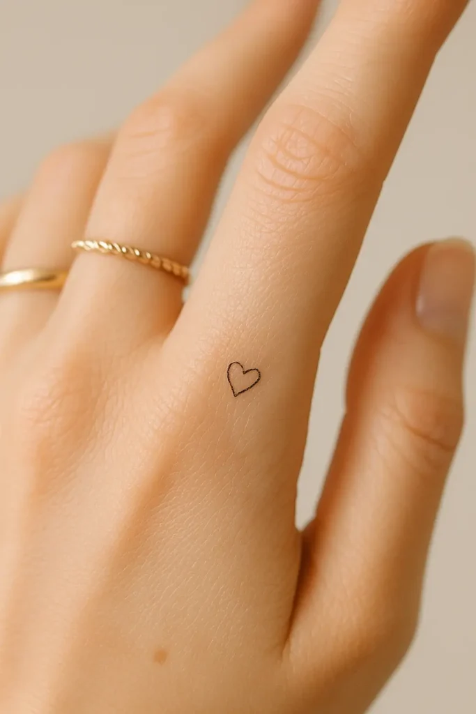 2. Finger Freckle Heart tattoo