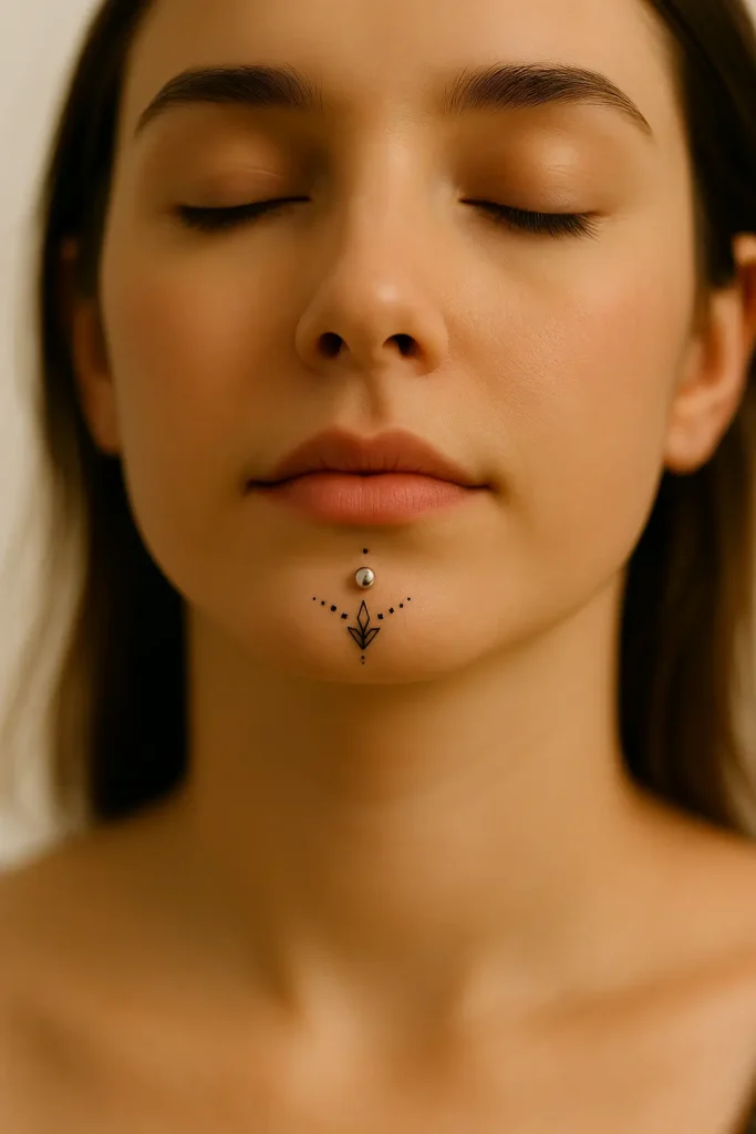 22. Chin Stud + Dotwork
