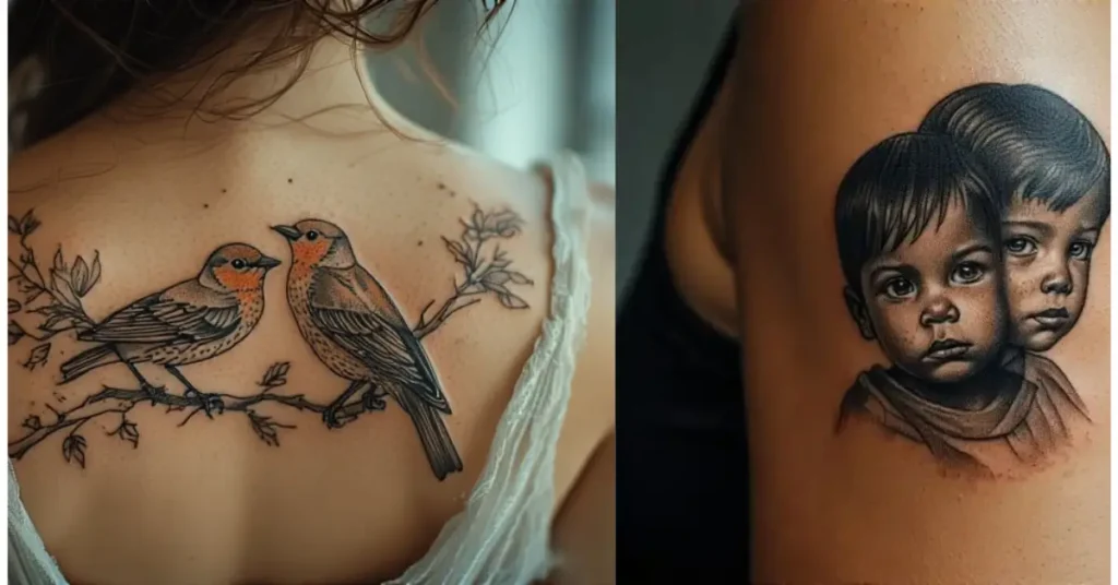 30 Beautiful Two Children Tattoos for Moms
