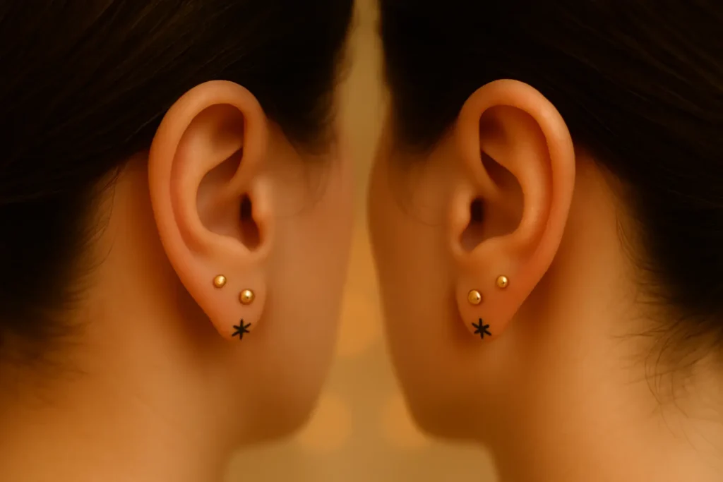5. Double Lobe Piercings + Matching Symbols
