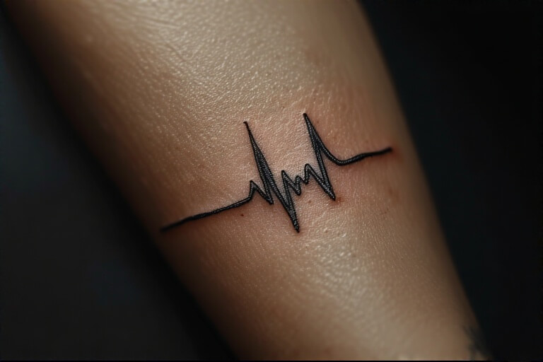 9. Heartbeat Line tattoo with Two Peaks