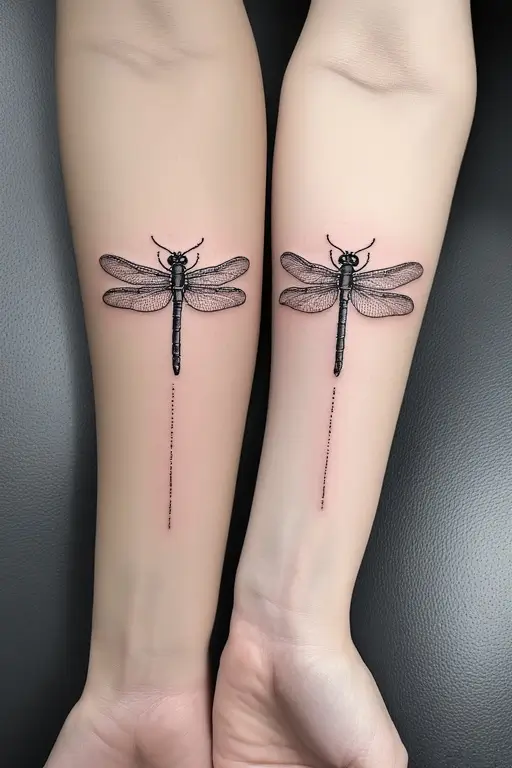 10. Matching Dragonfly Tattoos