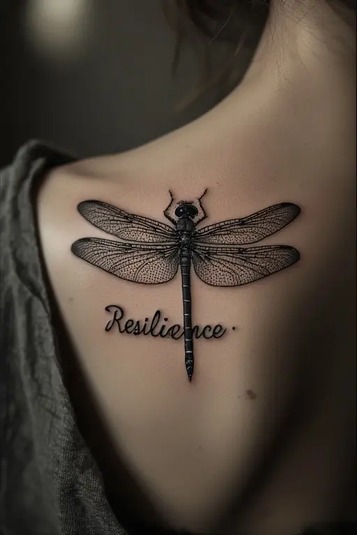 11. Dragonfly With Quote or Word tattoo