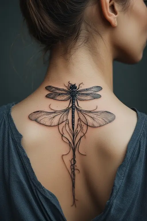 15. Dragonfly on the Spine tattoo