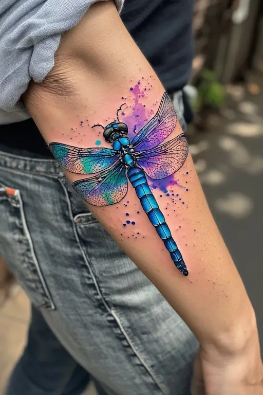 2. Watercolor Dragonfly tattoo