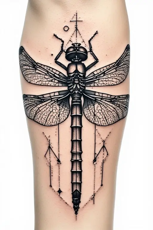 4. Geometric Dragonfly Tattoo