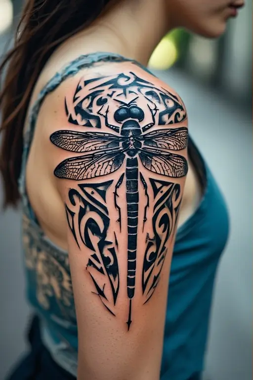 9. Tribal or Cultural Dragonfly Designs tattoo