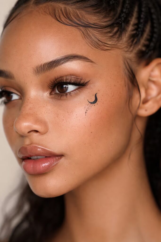 Celestial Whisper Mark Small face tattoo