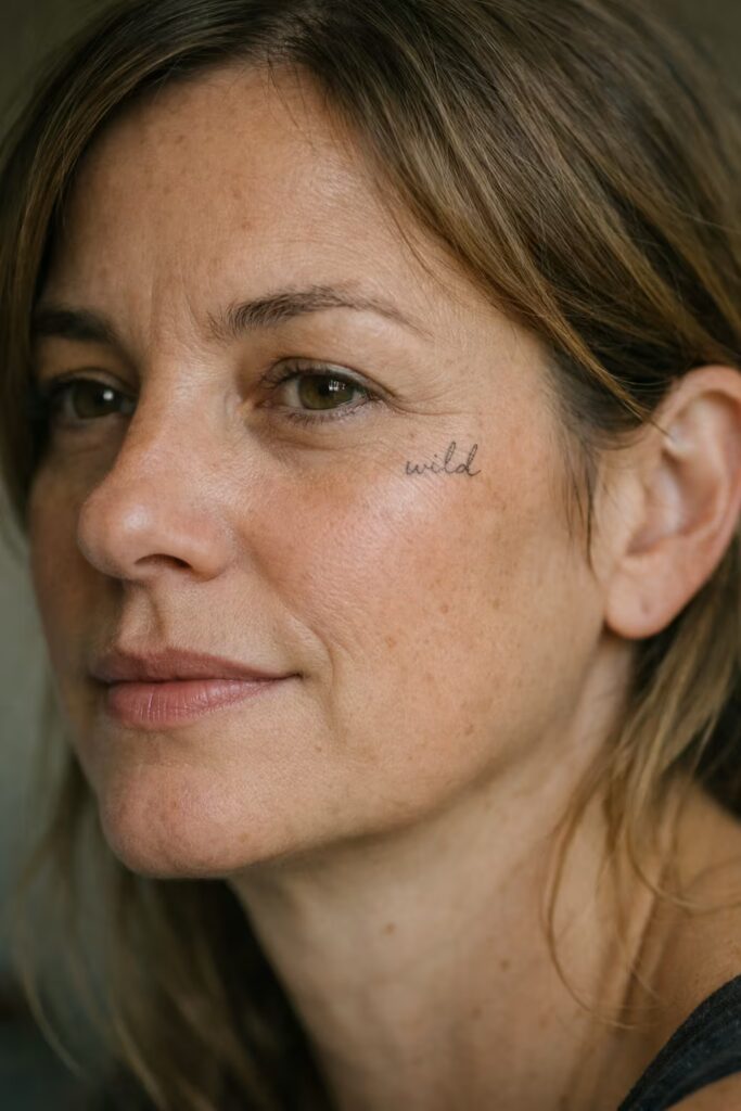 Delicate “Wild” Small face tattoo for a Minimalist Look