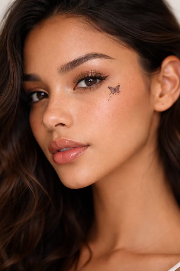Ephemeral Wing Sigil Small face tattoo
