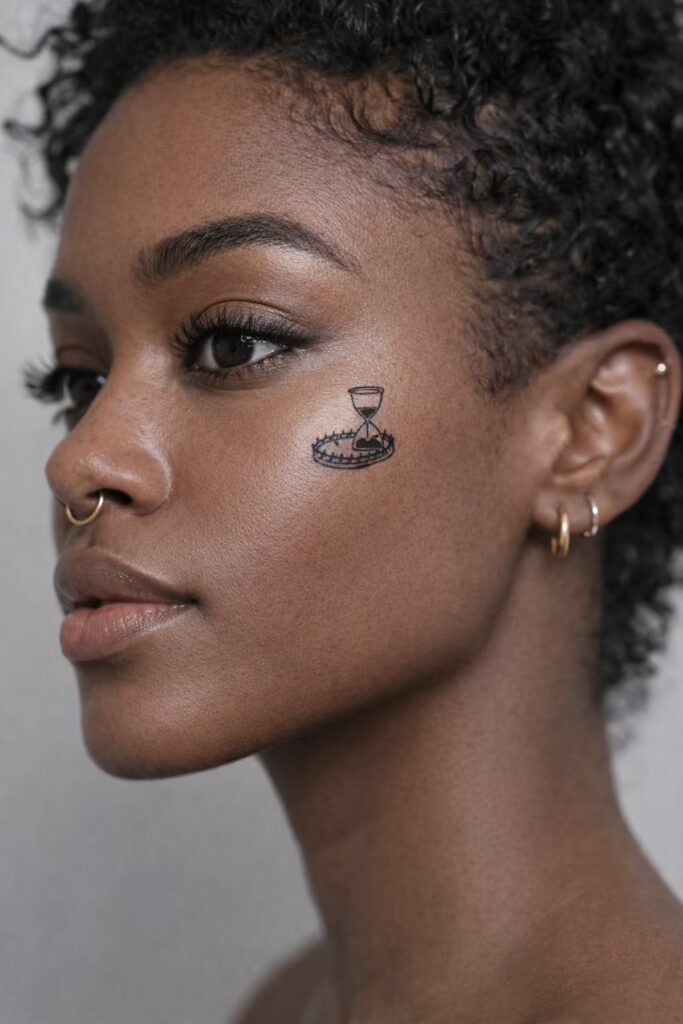 Time Trap Small face tattoo