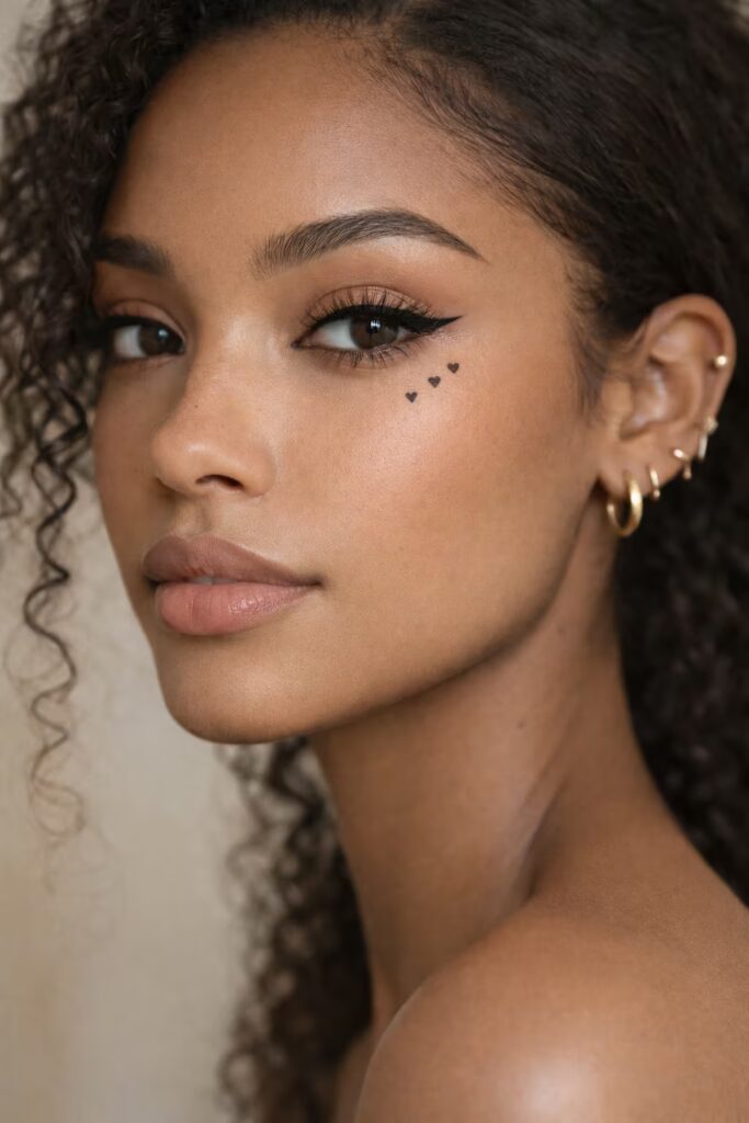 Tiny Heart Cluster Small face tattoo