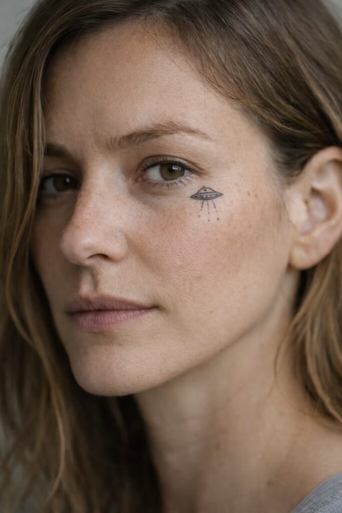 Under-Eye UFO Micro Small face tattoo