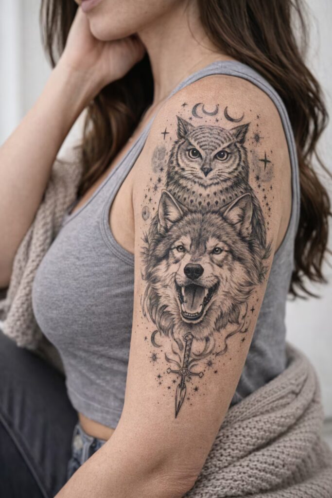 Instinct & Insight Half Sleeve Tattoo