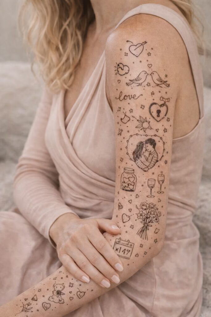 Nature-Inspired Full Arm Sleeve Tattoo For Women (Asian Skin Tone)
