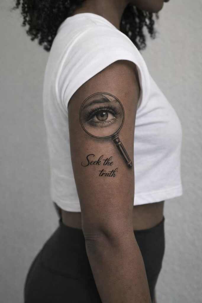 Seek the Truth Half Sleeve Tattoo