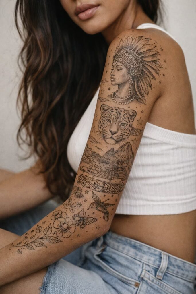 South American Vibrance Full Arm Tattoo