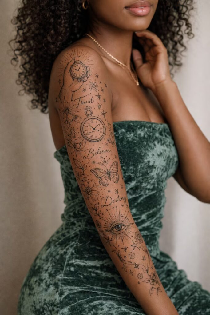 Timeless & Inspiring Full Arm Sleeve Tattoo For Women