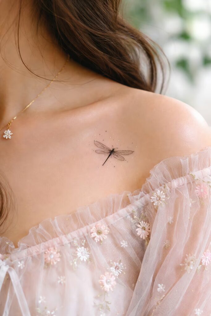 Dragonfly & Collarbone Sparkle Nurse Tattoo Design